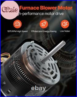 1/2HP Furnace Blower Motor, 1075RPM 5-Speed, 208/230V 2.7A, 48 Frame 3.4 Shaft