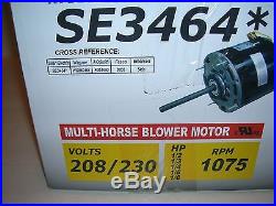 1/2-1/6 HP-Furnace Blower Motor-208/230V-1075 RPM-Reversible-4 Sp. Smart Elec