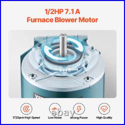 1/2 HP Furnace Blower Motor 1720 RPM 115V Belt Drive CWithCCW 0.5 Shaft