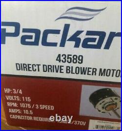 3/4 HP 3589 Furnace Blower Motor SE3589 Packard 43589 -115V-1075 RPM-Reversible