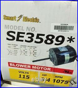 3/4 HP 3589 Furnace Blower Motor SE3589 Packard 43589 -115V-1075 RPM-Reversible