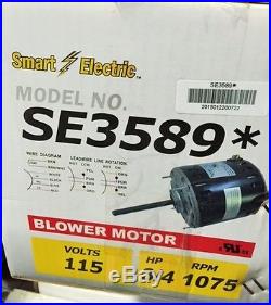 3/4 HP Furnace Blower Motor SE3589 EM3589 -115V-1075 RPM-Reversible-10 AMP New