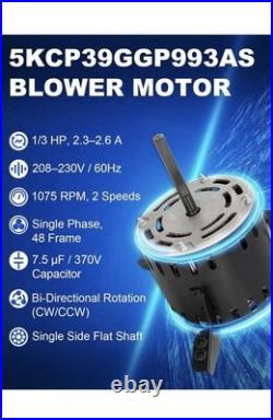 5KCP39GGP993AS 1/3HP 208-230V 1075RPM Blower Motor Replaces GE Genteq 5KCP39GGY9