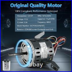 5KCP39GGV567DS Furnace Blower Motor 1/3 HP 115V 1075RPM 3-Speed For GE