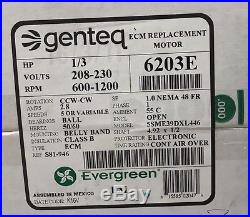 6203E Genteq 1/3 HP 230 Volt X13 Evergreen Furnace BLOWER MOTOR 5SME39DXL446