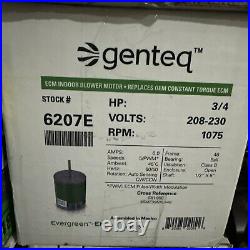 6207E Genteq Evergreen 3/4 HP 208-230 Volt Replacement X-13 Furnace Blower Motor