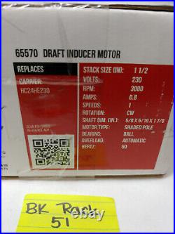 65570 Draft Inducer Furnace Blower Motor for Carrier HC24HE230 J238-15161