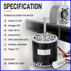 694-5KCP39PGS171S 3/4HP Furnace Blower Motor 115V 8.35A 1075RPM 4-Speed
