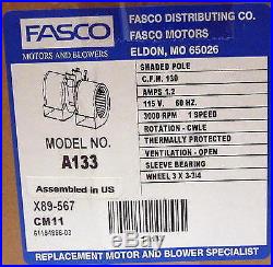 A133 Fasco Draft Inducer Blower Furnace Motor for Heat N Glow 7002-1241