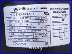 A. O. Smith F48H09A81 Furnace Blower Motor 1/3HP 1050RPM 3SPD 120V 20022501 A. O. Smith F48H09A81 Furnace Blower Motor 1/3HP 1050RPM 3SPD 120V 20022501
