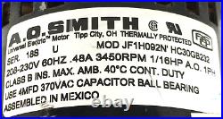 A. O. Smith HC30GB232 Blower Motor Assembly 3450RPM 1/16HP JF1H092N used #MR20 A. O. Smith HC30GB232 Blower Motor Assembly 3450RPM 1/16HP JF1H092N used #MR20