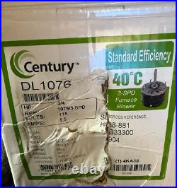 Century DL1076 Furnace Blower Motor 3/4 HP 1075 RPM 115V 4KA38