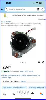 Draft InDucer Fan Furnace Blower Motor for Carrier Bryant Payne