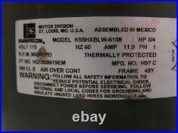 EMERSON K55HXBLW-6108 Furnace Blower Motor 3/4HP 900RPM 4SPD 115V HQ1008619EM