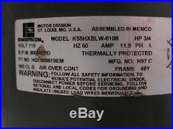 EMERSON K55HXBLW-6108 Furnace Blower Motor 3/4 HP 900 RPM 4SPD 115V 60Hz 1PH