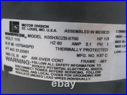 EMERSON K55HXCZB-6700 Furnace Blower Motor 1/3HP 115V 1075RPM 4SPD 37J2501