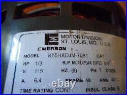 EMERSON K55HXDJM-7081 Furnace Blower Motor 1/3HP 1075RPM 4SPD 115V D340126P02