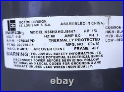 EMERSON K55HXHGJ8647 Furnace Blower Motor 1/3HP 1075RPM 3SPD 115V 200225-01
