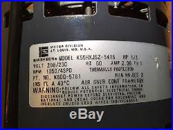 Emerson 1/3 HP Furnace Blower Motor 1050 1075 RPM 4 speed 208-230v 2.4 Amp HVAC Emerson 1/3 HP Furnace Blower Motor 1050 1075 RPM 4 speed 208-230v 2.4 Amp HVAC