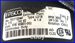 FASCO 702110046 Furnace Draft Inducer Blower Motor 40425-002 115V used #MS17 FASCO 702110046 Furnace Draft Inducer Blower Motor 40425-002 115V used #MS17