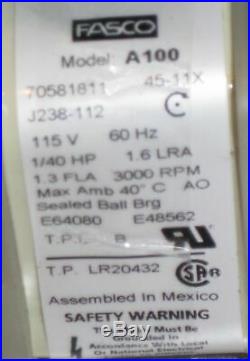 Fasco A100 Furnace Inducer Motor Excel 7058-0280 20093603/B