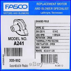 Fasco A241 Furnace Draft Inducer Motor for Rheem Rudd 7021-9567 70-23641-81