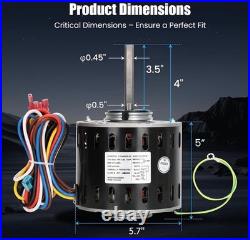 Furnace Blower Motor 1/3 HP 115V 1075 RPM 4-Speed for GE & Trane 5KCP39HGS599S