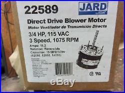 Furnace Blower Motor Universal Replacement Motor 3/4 HP 115v Jard # 22589