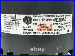 GE 5KCP39PGN160AS Furnace Blower Motor 3/4HP 1075RPM 4SPD 115V used #CME400