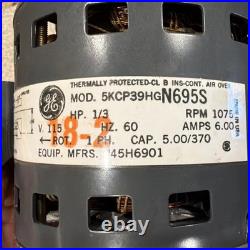 GE furnace Blower Motor 5KCP39HG N695S 1/3 HP 115V 6A 1075 RPM mfg# 45H6901