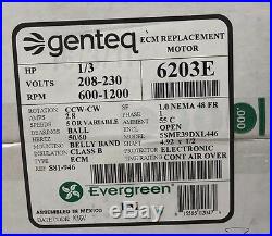 Genteq Evergreen 1/3 HP 208-230V Replaces X13 6203E Furnace Blower Motor