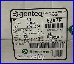 Genteq Evergreen 3/4 HP 208/230V Replaces X13 6207E Furnace Blower Motor