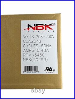 Genuine NBK 20293 Furnace Exhaust Draft Inducer Blower Motor Replacement Carrier