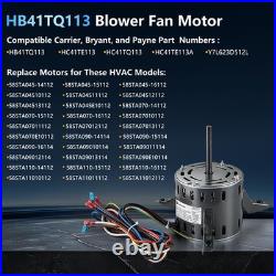 HB41TQ113 Furnace Blower Motor 1/3HP, 115V, 1075RPM, 3-Speed for Carrier, Bryant