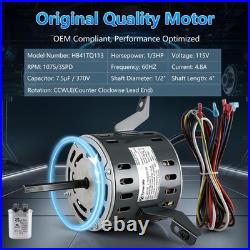 HB41TQ113 Furnace Blower Motor 1/3HP, 115V, 1075RPM, 3-Speed for Carrier, Bryant