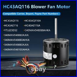 HC43AQ116 Furnace Blower Motor 1/2 HP 115V 1075 RPM 4Spd for Carrier Payne GE