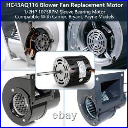 HC43AQ116 Furnace Blower Motor 1/2 HP 115V 1075 RPM 4Spd for Carrier Payne GE