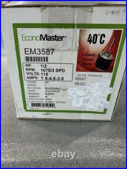 New EconoMaster EM3587 1/2 HP 3-Speed Furnace Blower Motor 115V 1075RPM