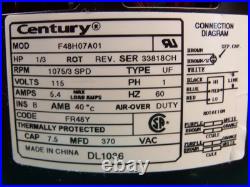 New Lennox Century 1/3HP Furnace Blower Motor 1075 3SP 115V 3-legs 60L21 29W71