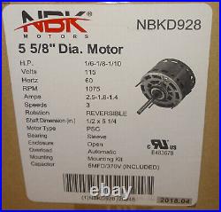 New NBK 5 5/8 Furnace Blower Fan Electric Motor NBKD928