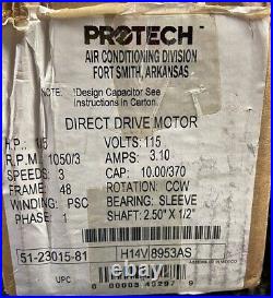 New Protech Direct Drive Ac Furnace Blower Motor 1/5 HP 3 Speed 51-23015-81