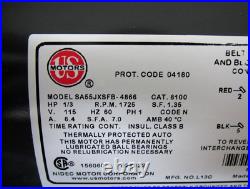 New US Motors 8100 SA55JXSFB-4866 1/3HP 115V Furnace Belt Drive Fan Blower Motor