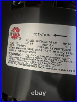 OEM 1/3 HP 115 Furnace BLOWER MOTOR US Motors K55HXJHT-9121