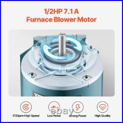 Uimoso 1/2HP Furnace Blower Motor 1720RPM 115V 7.1A 1.6 Shaft CWithCCW Rotation