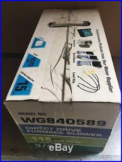 Warner Motor Wg840589 Direct Drive Furnace Blower 3/4 HP 115v 1075rpm 1ph 60hz