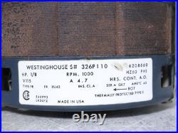 Westinghouse 326P110 Furnace Blower Motor 1/8HP 1000RPM 115V 6208660 Westinghouse 326P110 Furnace Blower Motor 1/8HP 1000RPM 115V 6208660