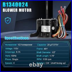 Y7l623e21 Furnace Blower Motor 1/2Hp 115V 4 Speed Goodman Replacement